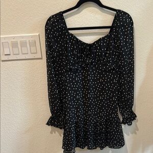 Altar’d State Black Polka Dot Women's long sleeves dress